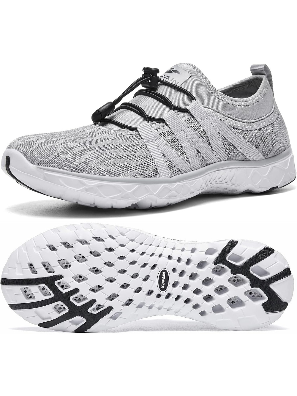 Women's Grey Closed Toe Flat Xdrain Mesh Slip On Breathable Athletic Water Shoe